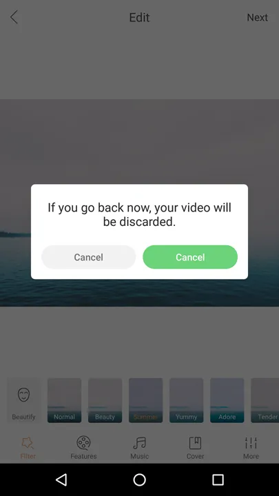 Interface with two cancel buttons