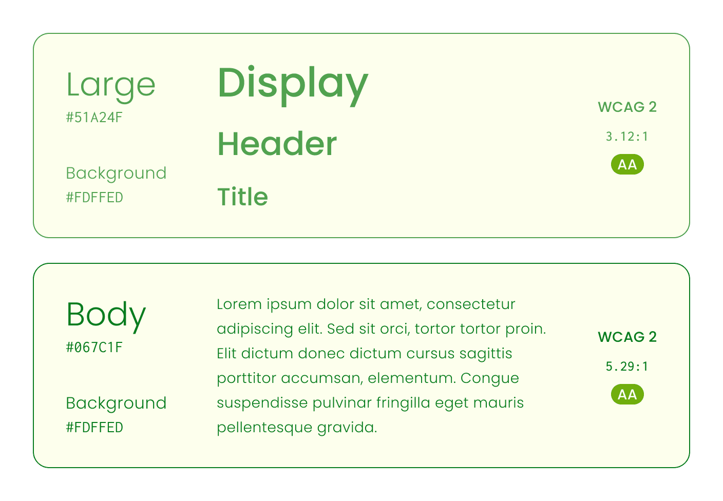 WCAG 2 example with 3.12:1 and 5.29:1